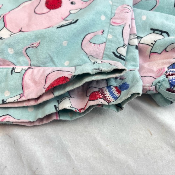 Nick And Nora Flannel Pajama Set Pink Elephant Skates Top And Bottom Womens Sz S - Picture 14 of 16